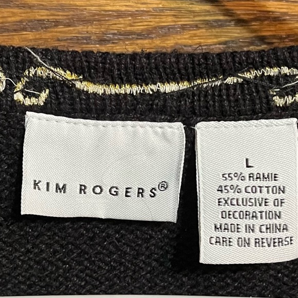 Kim Rogers beaded Christmas Sweater, black, size large - Picture 3 of 6